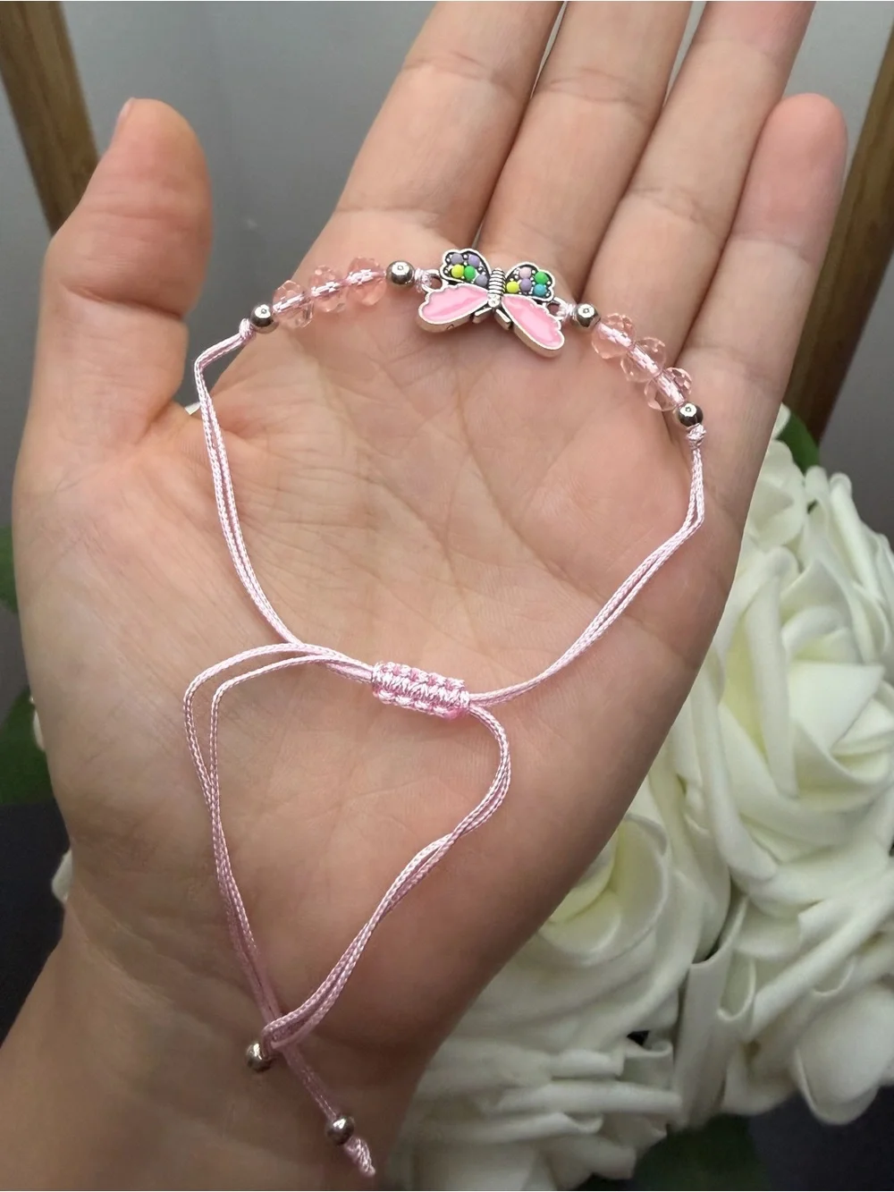 Pink Butterfly Kids Adjustable Bracelet